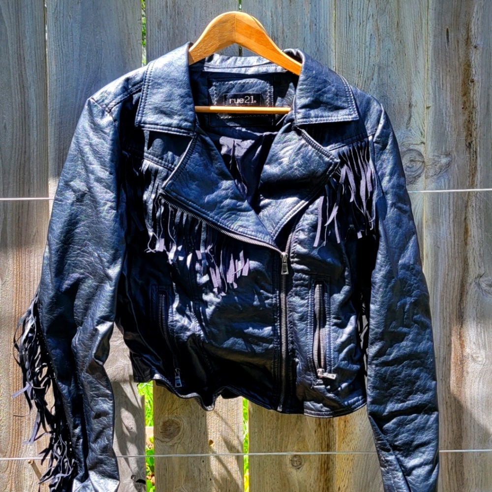 Faux Leather Fringe Jacket